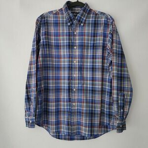 Ralph Lauren Mens‎ Custom Fit Plaid Button Down Shirt Blue Multi Color Large L